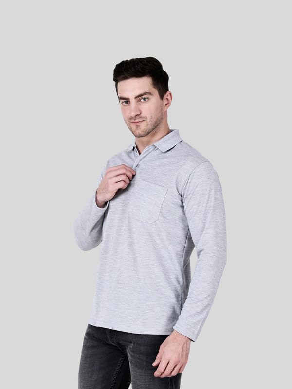 Image of Full Sleeve Men's Polo T-Shirt | Regular Fit, Soft & Breathable Cotton Blend Fabric | Classic Polo Collar, Casual & Office Wear | Available in Sizes M to 6XL, Multiple Colors