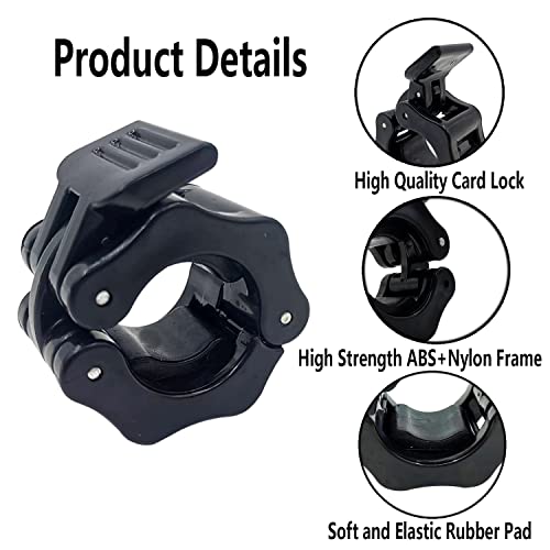 Barbell Clips 4 Pcs Barbell Clamps Comes with a Carrying Bag 1 Inch Fast Release Barbell Collar Clips,Weight Barbell Locks Collar Clips for Workout, Weightlifting,Strength Training (Red+Black) - Image 2