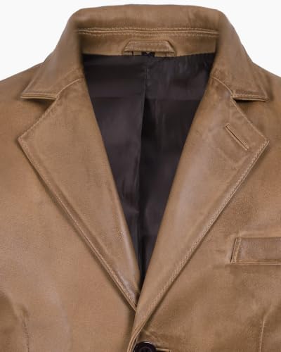 Image of fjackets Mens Leather Blazer Jacket - Real Lambskin Leather Sport Coat, 3-Button, Business to Weekend
