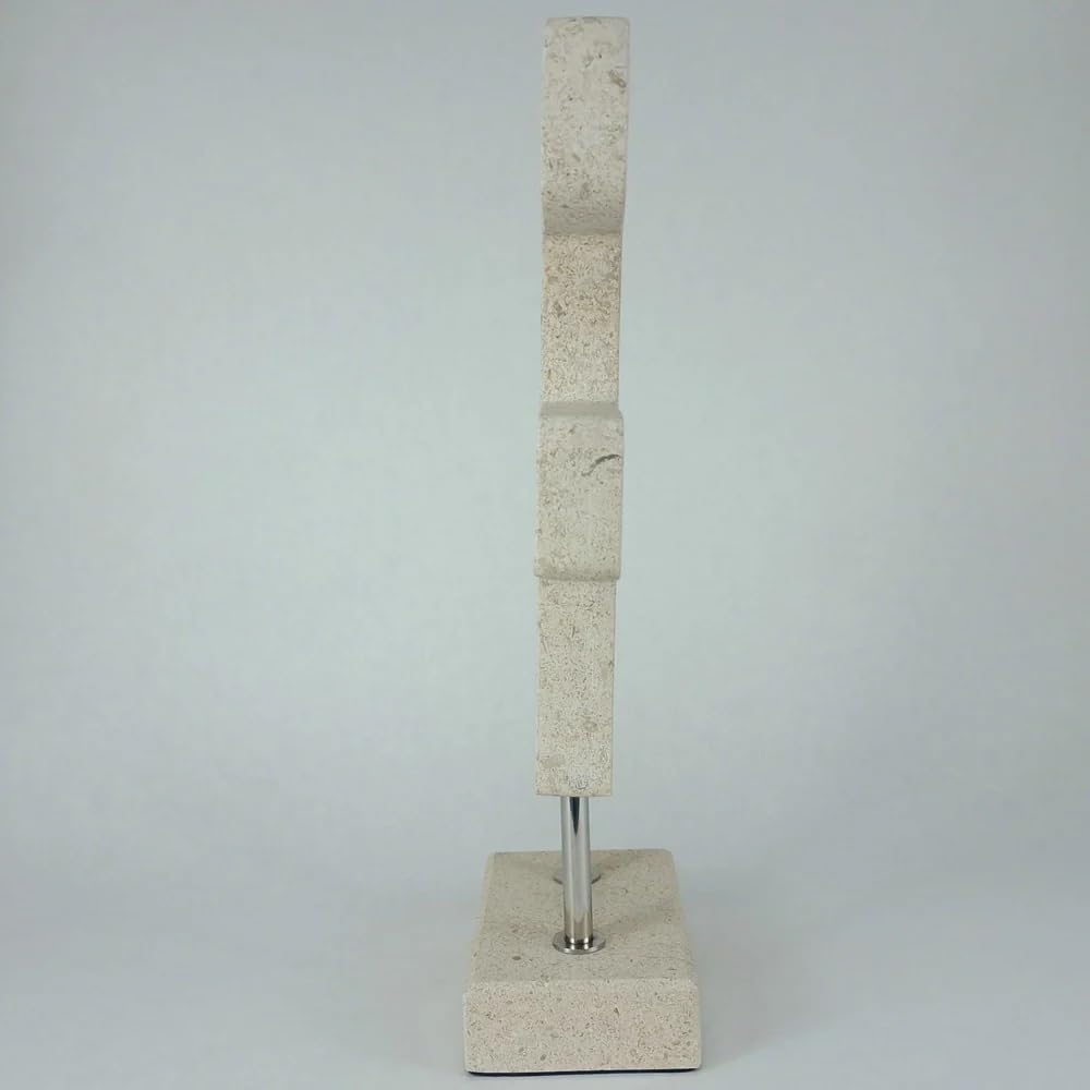 Maison & Werk Kalkstein Skulptur (22 × 43 × 10 cm) – Exklusives Dekoobjekt, Moderne abstrakte Marmor Design Figur für Fensterbank Deko, Wohnzimmer Modern & Deko Wohnzimmer