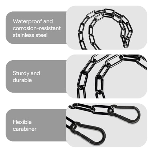 Edelstahlkette,Stahlkette,Gliederkette,Stahlkette Schwarz,Eisenkette,Metallkette mit Karabiner,Edelstahl Ketten 51cm Lang,Sicherheitskette mit Schloss,Stahlgliederkette für Pferdestall,Zäune,Käfige