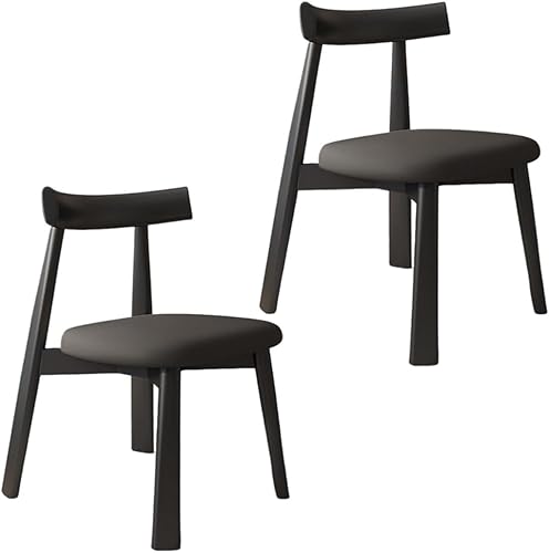 Miniatura 55 de YVYKFZD Sillas de comedor de madera maciza, sillas de cocina de mediados de siglo, silla de comedor sin brazos, silla tapizada de cuero, para Negro