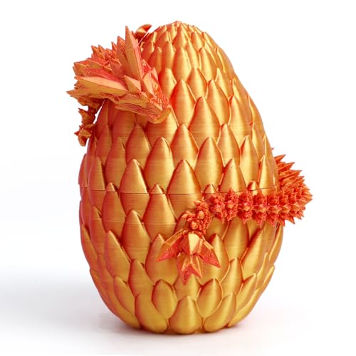 Flavery Huevo de dragón – Mezcla roja dorada – Huevo sorpresa juguete con dragón flexible, regalo impreso en 3D, juguete articulado de huevo de dragón (dragón de 12 pulgadas)