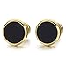 10MM Mens Womens Gold Black Stud Earrings Stainless Steel Illusion Tunnel Plug Screw Back, 2pcs
