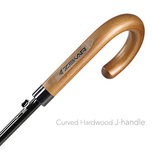 Zekar 54 Inch Wooden J Handle Golf Umbrella, Classic Double Canopy Windproof Large Auto Open Rain Stick Umbrellas (54Inch-Black) #TOP3