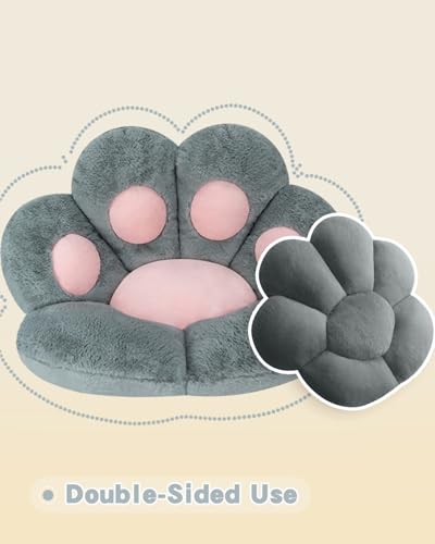 Image of Cat Paw Cushion Lazy Sofa Seat Cushion Cute seat Cushion for Office Chair Game Chair or Sofa Flower Floor Pillow Home Decoration (Grey, 23.5 X 27.5 inches)