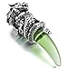 Men's Stainless Steel Pendant Necklace Crystal Silver Green Dragon Wolf Tooth Tribal -with 23 inch Chain