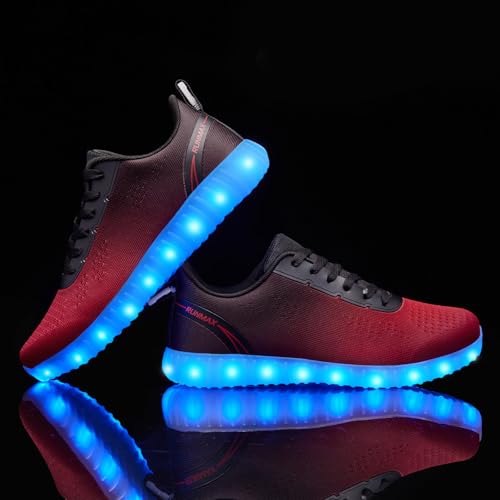 Image of BosenHulu Light Up Shoes for Women Men USB Charging LED Shoes Adult Halloween Dancing Glowing Luminous Trainers Gradient Colors Mesh Upper Party Revel Flashing Sneakers