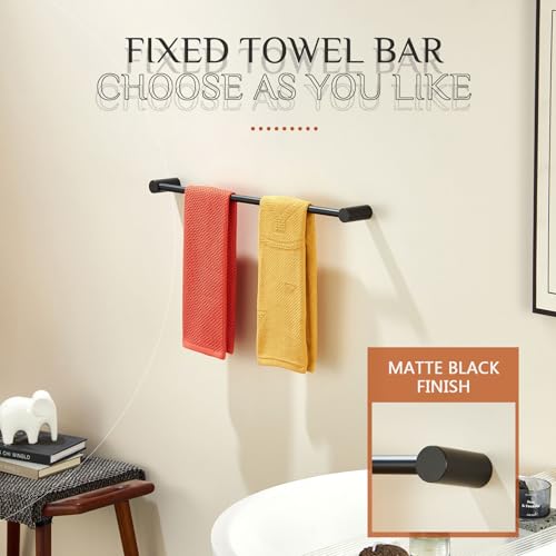 Image of KOKOSIRI Towel Rack Black Bathroom Wall Mounted Towel Holder 20-Inch Bath Towel Bar Hanger Bathroom Hardware Accessories Stainless Steel, B4007BK-L20