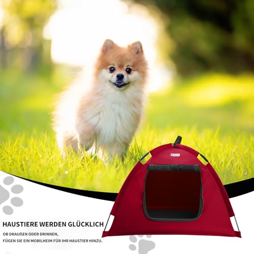 Babyezz Hunde/Katzenzeltbett, Wasserdichtes Tipi Zelt,Atmungsaktives,Waschbares Hundehaus Für Drinnen Und Draußen,Tragbares Hundehöhle/Katzen Höhle,Für Kätzchen,Welpen (Rot, S)