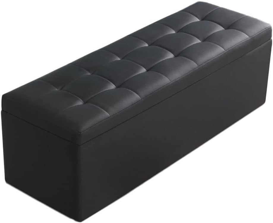 Banc repose-pieds similicuir robuste, pouf de rangement rembourré charge 300 kg - 3