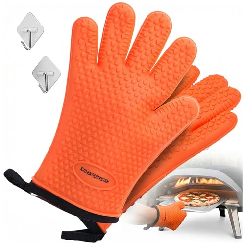 Image of KITCHEN PERFECTION XL Silicone Pizza Oven Gloves -Extreme Heat Resistant Gloves for Outdoor & Indoor Pizza Ovens -Waterproof Oven Mitts Compatible w /Ooni, Ninja, Gozney & More|Superior Set+3 Bonuses