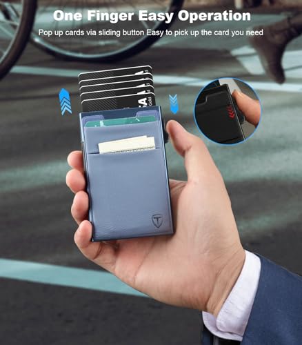 Image of TOYFID Slim Wallet for Men - Pop Up Card Holder Wallet,Minimalist Business Wallet,Credit Card Wallet with Money Pocket,Metal Card Case Wallet,RFID Blocking,Can Hold 6 Credit Cards