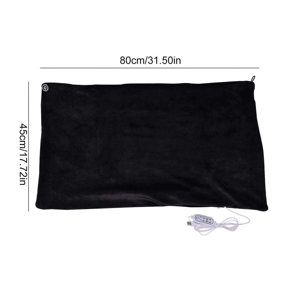 Manta eléctrica de Franela con calefacción por USB, temporizada, Lavable, Suave, Color Negro