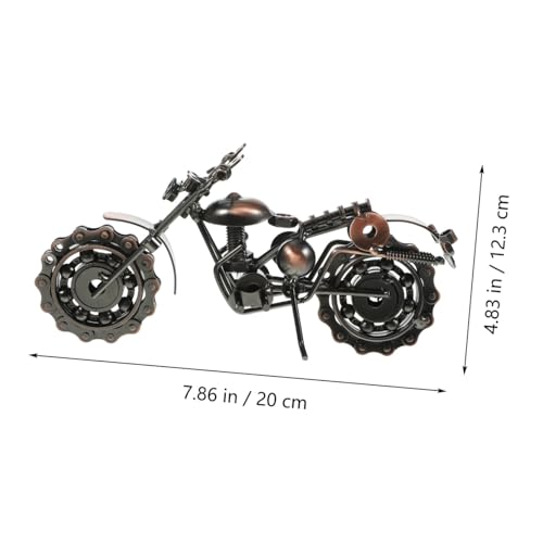 Moto Vintage en Fer Marron Style Rétro Unique Objet Bureau