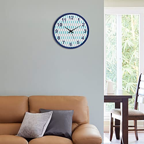 Image of Home Centre Casablanca Teal Printed Round Analogue Wall Clock