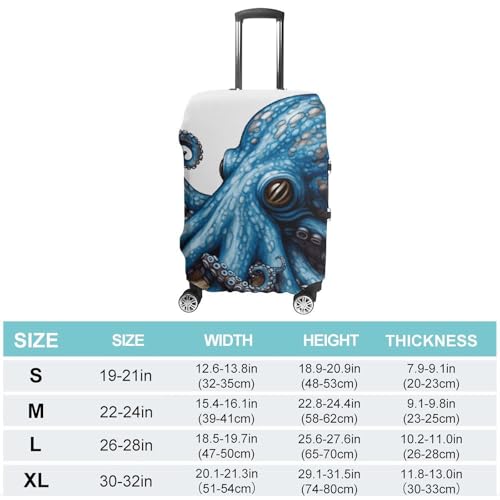 Blue Octopus Travel Luggage Cover Anti-scratch Suitcase Cover Elastic Suitcase Protective Cover Fits 19-32 Inch Luggage S2