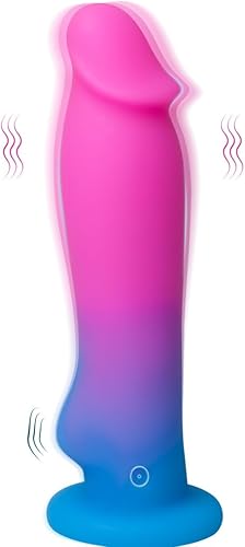 SHIJI Consolador realista con ventosa fuerte, 8 velocidades vibratorias para estimulación del punto G del clítoris, juguete sexual de silicona