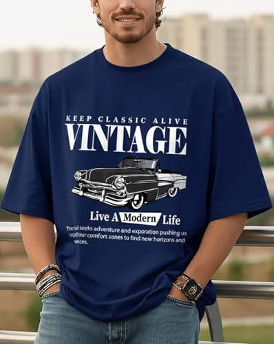 Image of AUSK Men's Half Sleeve Regular Tshirt, Graphic Print Round Neck Tshirt