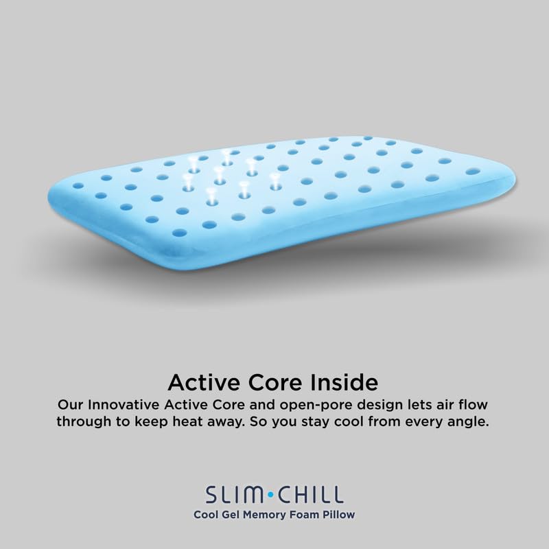 Springfit Slim Chill Cool Gel Memory Foam Pillow (17x26 Inch-Pack of 1) Blue - Image 5 thumbnail