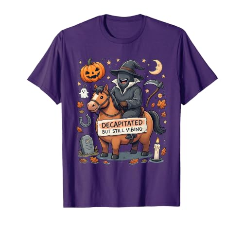 Headless Horseman Decapitated But Still Vibing T-Shirt, Men, Purple, Large