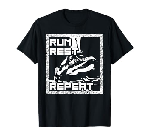 Run Rest Repeat Running Motivación Diseño Camiseta