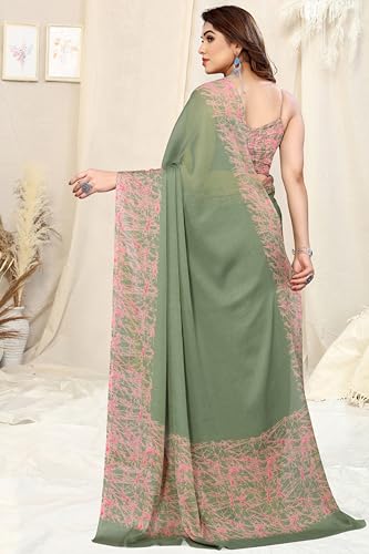 Image of MIRCHI FASHION Women's Ready to Wear 1 Minute Drape Chiffon Printed Saree with Blouse Piece
