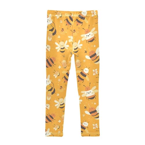 KLL Sweet Honey Pattern Cute Bees Happy Toddler Girls' Leggings Stretch Full Length Yoga Pants Exercise2