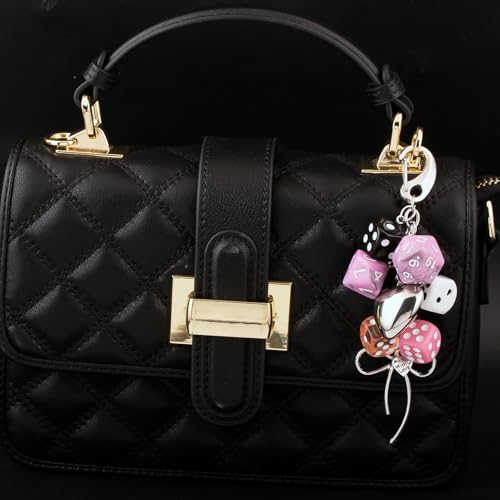 Image of 8 Ball Dice Charm Keychain - Cute Bag Purse Handbag Accessories - Y2K Aesthetic Key Chain for Women Men