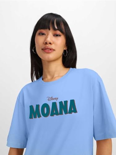 Image of JUNEBERRY 100% Pure Cotton Oversized Baggy Fit Official Disney Merchandise Cool & Goofy Graphic Printed T-Shirt for Women (Characters: Moana, Pooh & Lion King)