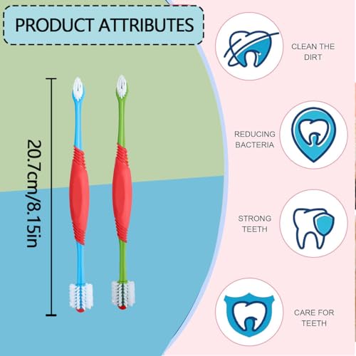 Image of 2PCS Dog Toothbrush 360 Degree Cat Tooth Brush, Dual Head Dogs Toothbrush Pet Teeth Cleaning Supplies for Small Medium Large Dogs Cats