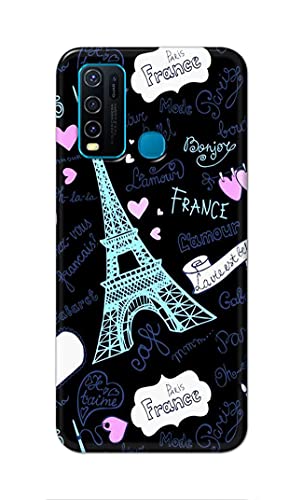 Image of PRINTFIDAA Lovers Famous Place Eiffel Tower in Paris Printed Designer Hard Back Case Cover for Vivo Y30 / Vivo Y50 -(VD) MVN1003