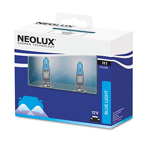 Neolux Lot de 2 ampoules halogènes H1 Lumière bleue N448B-2SCB 4000 K 12 V 55 W