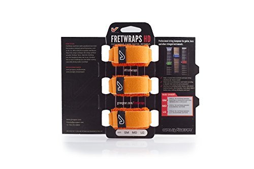 Image of Gruv Gear Fret Wrap & Guitar Mute, Fretwrap for Acoustic, Electric & Bass | String Dampener Recording, Tapping & Practice Accessory (3 Pack, Small Orange, Fits 4 String Bass, 6 String Guitar)