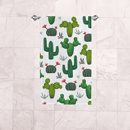 Tsingza Hand Towels Set Of 2 Summer Cacti Succulents Absorbent Quick Dry Fingertip Bath Towels Watercolor Cactus Floral Soft Microfiber Dish Towels Kitchen Bathroom Decor Gym 30X15 Inch #TOP5