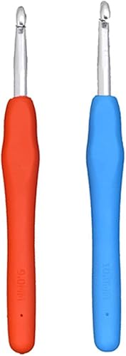 Juego de ganchos de ganchillo de tamaño 0.354 in y 0.394 in para manos artríticas, asas ergonómicas de agarre suave, agujas de ganchillo para