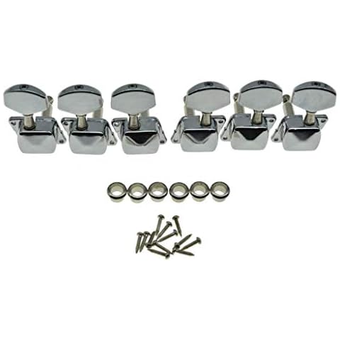 KAISH 3x3 Semi-Closed Guitar Tuning Keys Guitar Tuners Machine Heads for Acoustic or Electric Guitars Chrome Cover