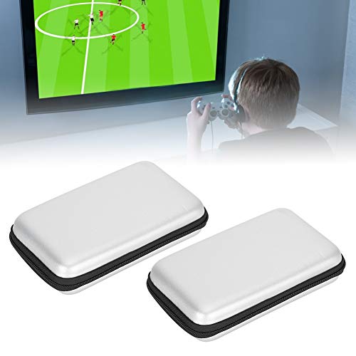 Image of 2Pcs Portable Storage Bag Carry Case EVA Protective Hard Bag for 3DS XL 3DS 3DS Handheld Game Consoles, Hard Shell Carrying Case with 8 Game Card Slots, All Around Zipper(Silver
