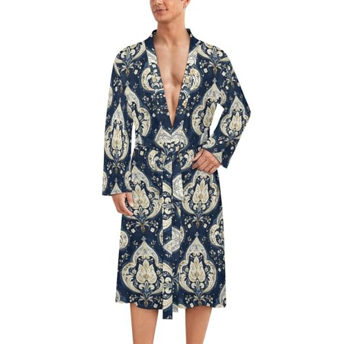 Peignoir de bain homme kimono imprimé floral damassé vintage léger veste