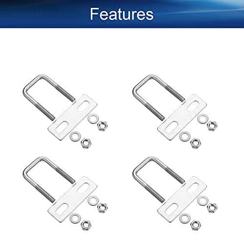 Image of 4Packs M6 Square U-Bolts 1 inch (25mm) Inner Width with Washers and Nuts | M6x25x50mm, 304 Stainless Steel, for Automobiles Trailer, Ski Boat, or Sailboat Trailer