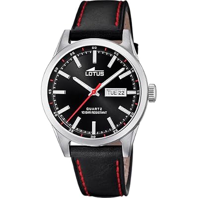 LOTUS Orologio Uomo Analogico in Acciaio Inossidabile e Pelle Nero