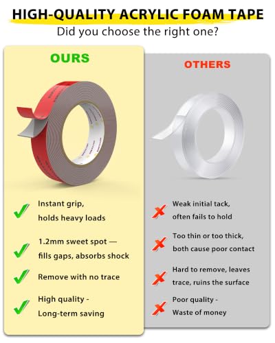 Image of EMITEVER 1IN x 16.4FT(4 Pack) Double Sided Tape Heavy Duty, Acrylic Foam