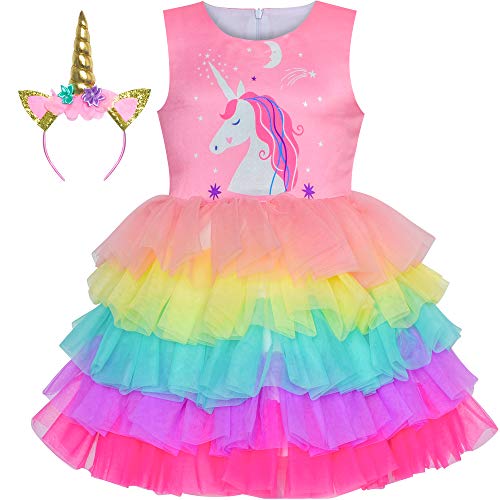 Vestido Unicornio Arcoíris para Niñas Talla 5 miniatura 1