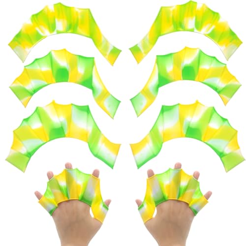 3 Pair Silicone Swimming Hand Webbed, Three Sizes Silicone Swimming Gloves Finger Frog, Silicone Swim Gear for Aquatic Training Water Resistance Fitness Paddle Aerobics