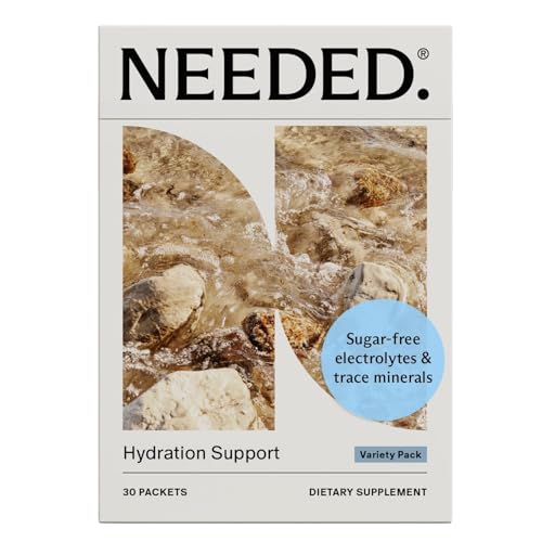 Image of Needed. Hydration Support with Electrolytes & Trace Minerals – Electrolytes for Pregnancy & During Lactation - 30 Hydration Packets Lightly Sweetened with Real Fruit, Variety