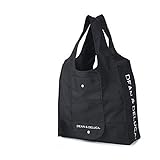 [shyexexpress] ショッピングバッグ ブラック エコバッグ 折りたたみ 軽量 コンパクト レジ袋 マイバッグ 43×37×14㎝ (ブラック) [並行輸入品]