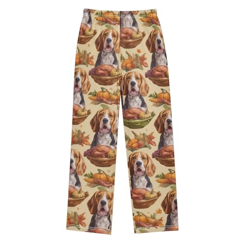ZZXXB Beagle and Turkey Boys Long Pants Soft Trousers Elastic Waist Kids Lounge Bottoms with Pockets S-XL