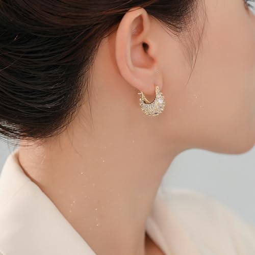 MIKAMU 14K Gold Thick Oval Hoop Earrings for Women CZ cubic zirconia Gold Plated trendy Thick Oval Earring for Women Jewelry4