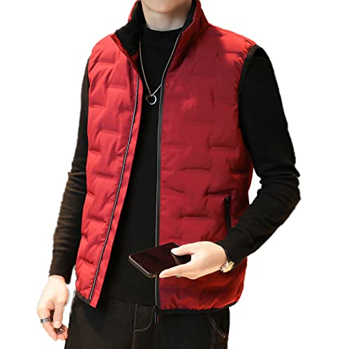 撥水加工 ダウンベスト 大きいサイズ メンズ 防風 アウター ベスト あったか 防寒 ダウンベスト XL メンズダウンコート 中綿ベスト 立ち襟 防寒コート 暖かい 秋冬春用 ジャケット ベスト 男性 クリスマス 敬老の日 プレゼント レッド