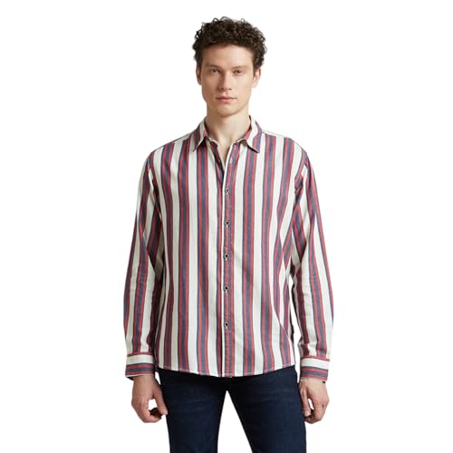 Image of Pepe Jeans Men's Casual Shirt | Striped Shirt for Men| Regular Fit | Vertical Stripes | Full Sleeve | Available in Plus Size